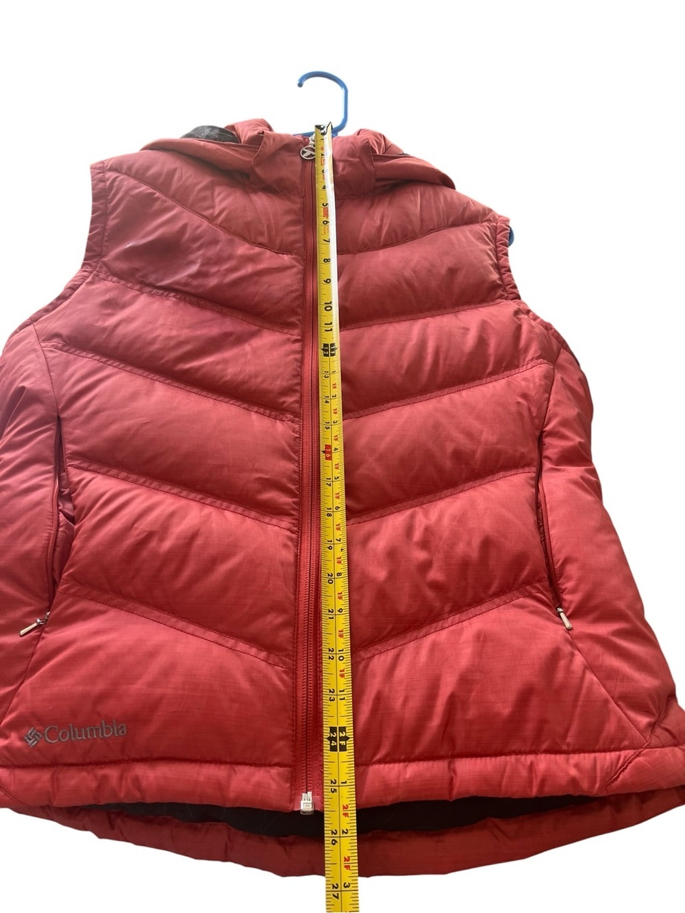 Columbia Titanium DOWN Puffer Vest Hooded Coral Salmon Women’s Large Hiking - Picture 5 of 11